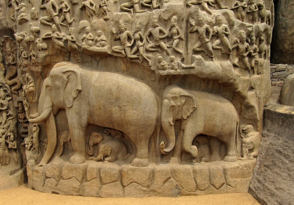 elephants, bas relief, indian-573776.jpg